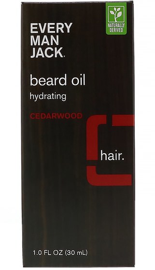 健康，男人 - Every Man Jack, Beard Oil, Hydrating, Cedarwood, 1.0 fl oz (30 ml)