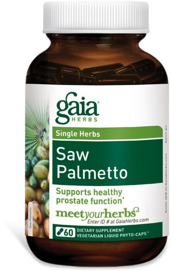 健康，男人 - Gaia Herbs, Saw Palmetto, 60 Vegetarian Liquid Phyto-Caps