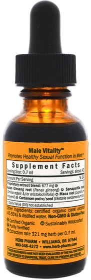 健康，男人 - Herb Pharm, Male Vitality, 1 fl oz (30 ml)