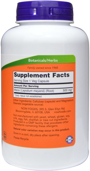 健康，男人，瑪卡 - Now Foods, Maca, 500 mg, 250 Veg Capsules