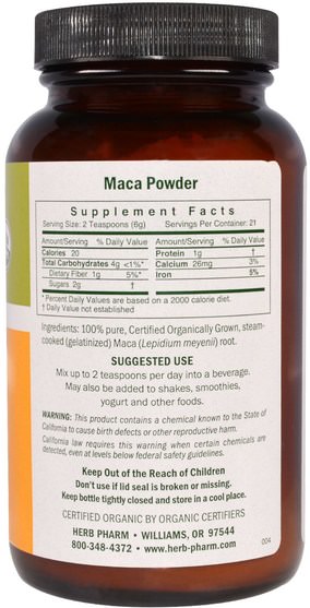 健康，男人，瑪卡，補品，adaptogen - Herb Pharm, Maca Powder, 7 oz (198 g) 