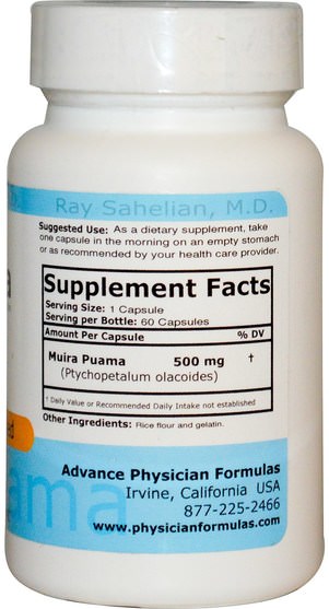 健康，男人，muira puama marapuama - Advance Physician Formulas, Muira Puama, 500 mg, 60 Capsules