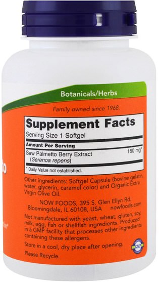 健康，男人 - Now Foods, Saw Palmetto Extract, 160 mg, 240 Softgels