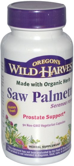 健康，男人，前列腺 - Oregons Wild Harvest, Saw Palmetto, 90 Non-GMO Veggie Caps
