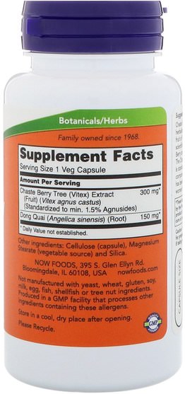 健康，更年期，東,,草藥，純潔漿果 - Now Foods, Chaste Berry Vitex Extract, 300 mg, 90 Veg Capsules