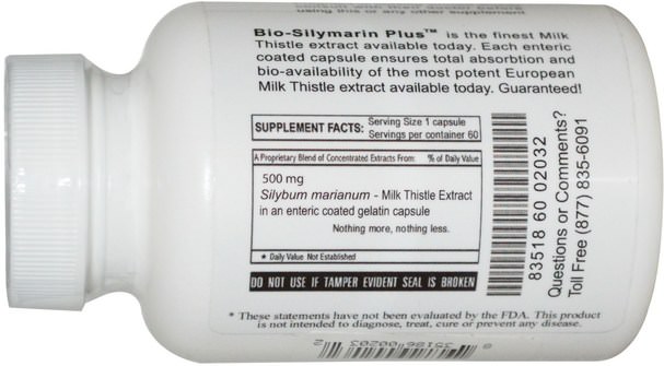 健康，奶薊（水飛薊素） - Aloha Medicinals Bio-Silymarin Plus, 500 mg, 60 Capsules