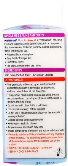 健康，鼻腔健康，嬰兒及兒童產品 - NeilMed, Naspira Drops, Babies & Kids, 12 Sterile Saline Ampoules, 0.034 fl oz (1 ml) Each