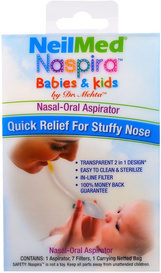 健康，鼻腔健康，嬰兒及兒童產品 - NeilMed, Naspira, Nasal-Oral Aspirator, For Babies & Kids, 1 Kit