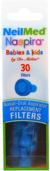 健康，鼻腔健康，嬰兒及兒童產品 - NeilMed, Naspira, Nasal-Oral Aspirator Replacement Filters, For Babies & Kids, 30 Filters