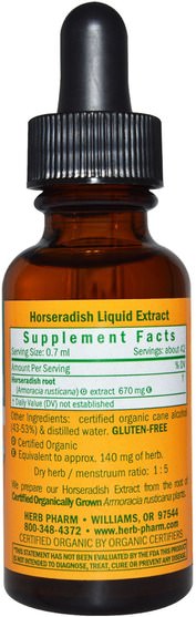 健康，鼻腔健康，辣根 - Herb Pharm, Horseradish, 1 fl oz (29.6 ml)
