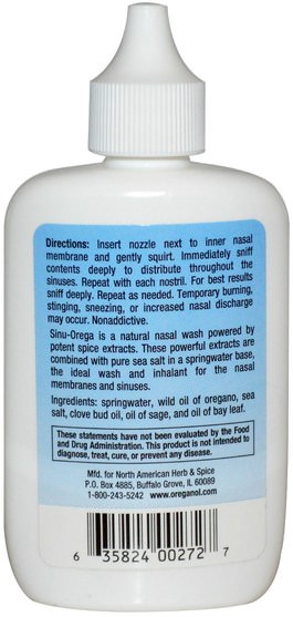 健康，鼻腔健康，鼻腔噴霧劑 - North American Herb & Spice Co., Sinu Orega, Nasal Spray, 2 fl oz (60 ml)