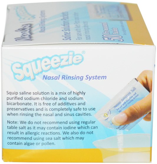 健康，鼻腔健康，洗鼻 - Nasaline, Squip, Saline Solution Salt, 50 Pre-Measured Packets