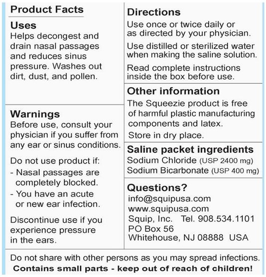 健康，鼻腔健康，洗鼻，打屁股產品 - Nasaline, Squip, Squeezie, Nasal Rinsing System, 1 Kit