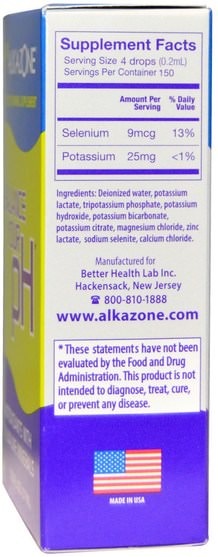健康，ph平衡鹼性 - Alkazone, Balance Your pH, Antioxidants with Alkaline Minerals, 1.25 fl oz (37 ml)