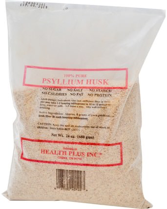 24 oz (680 g) by Health Plus 100% Pure Psyllium Husk, 補充劑，洋車前子殼，洋車前子殼粉，健康 HK 香港
