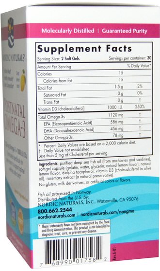 健康，懷孕 - Nordic Naturals, Postnatal Omega-3, Lemon Flavor, 650 mg, 60 Soft Gels