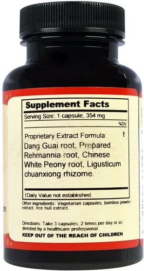 健康，經前綜合症，經前期 - Dragon Herbs, Four Things Combination, 354 mg, 100 Veggie Caps