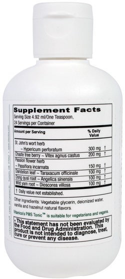 健康，經前綜合症，經前期 - Vitanica, PMS Tonic, Vanilla Hazelnut, 4 oz (118 ml)