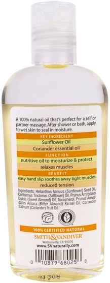 健康，皮膚，杏仁油外用，按摩油 - Smith & Vandiver, Revitalizing Massage Oil, Honey & Almond, 4.5 fl oz (130 ml)