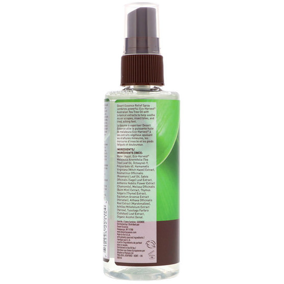 健康，皮膚，香薰精油，茶樹精油 - Desert Essence, Relief Spray, 4 fl oz (120 ml)