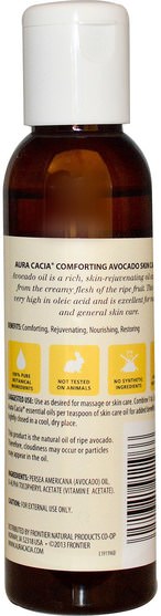 健康，皮膚，鱷梨油，按摩油 - Aura Cacia, Natural Skin Care Oil, Comforting Avocado, 4 fl oz (118 ml)