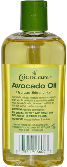 健康，皮膚，鱷梨油，按摩油 - Cococare, Avocado Oil, 4 fl oz (118 ml)