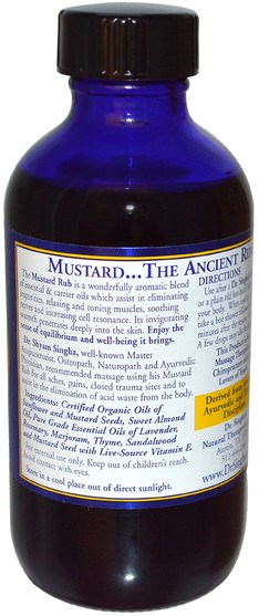 健康，皮膚，沐浴，美容油，身體護理油，按摩油 - Dr. Singhas, Mustard Rub, 4 fl oz (118.4 ml)