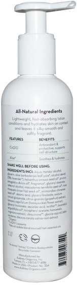 健康，皮膚，潤膚露 - Aubrey Organics, Replenishing Moisturizing Lotion, Honeysuckle-CoQ10, 8 fl oz (237 ml)