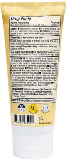 健康，皮膚護理，沐浴，美容，防曬霜，spf 30-45 - Badger Company, Zinc Oxide Sunscreen Cream, SPF 30, Unscented, 2.9 fl oz (87 ml)