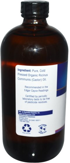 健康，皮膚，蓖麻油 - Heritage Stores, Organic Castor Oil, 16 fl oz (480 ml)