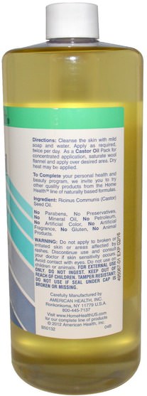 健康，皮膚，蓖麻油 - Home Health, Castor Oil, 32 fl oz (946 ml)
