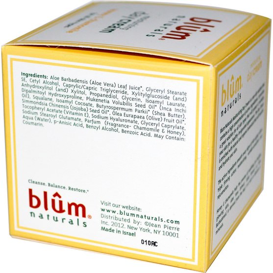 健康，皮膚，面霜日，美容，面部護理 - Blum Naturals, Moisturizing Day Cream, Honey & Chamomile, 1.69 oz (50 ml)