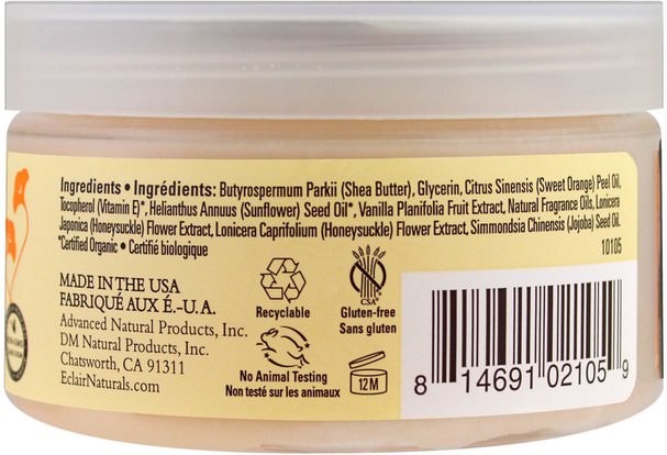 健康，皮膚 - Eclair Naturals, Body Butter, Vanilla & Sweet Orange, 4 oz (113 g)