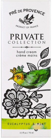 健康，皮膚 - European Soaps, Pre de Provence, Private Collection, Hand Cream, Eucalyptus & Mint, 2.3 fl oz (70 ml)