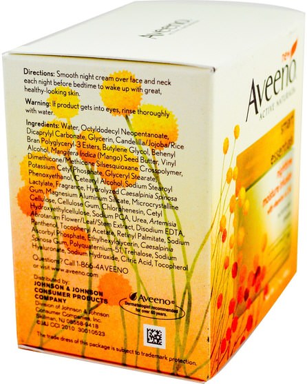 健康，皮膚，面部護理，晚霜 - Aveeno, Active Naturals, Smart Essentials, Nighttime Moisture Infusion, 1.7 oz (48 g)