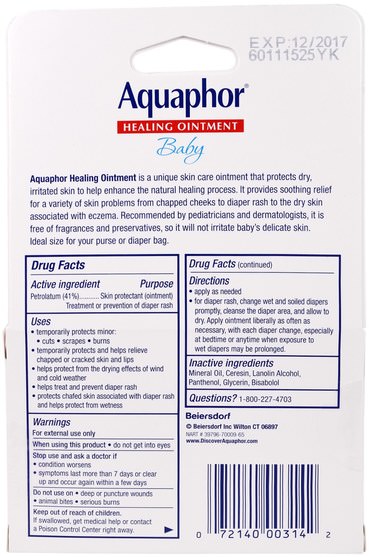 健康，皮膚，傷害燒傷 - Aquaphor, Baby, Healing Ointment, 2 Pack, 0.35 oz (10 g) Each