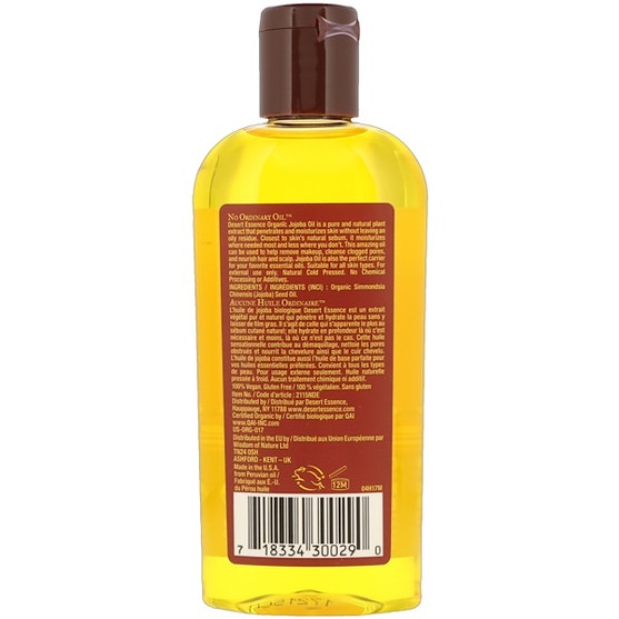 健康，皮膚，荷荷巴油 - Desert Essence, Organic Jojoba Oil for Hair, Skin & Scalp, 4 fl oz (118 ml)