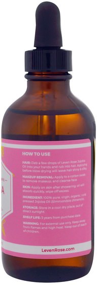 健康，皮膚，荷荷巴油 - Leven Rose, 100% Pure & Organic Jojoba Oil, 4 fl oz (118 ml)