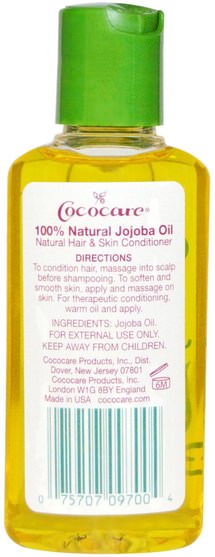 健康，皮膚，荷荷巴油，按摩油 - Cococare, Jojoba Oil, 2 fl oz (60 ml)