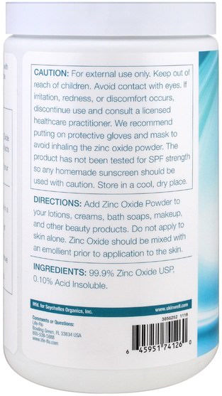 健康，皮膚 - Life Flo Health, Zinc Oxide Powder, Premium Non-Nano & Uncoated, 16 oz (454 g)
