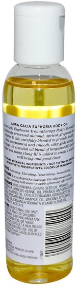 健康，皮膚，按摩油 - Aura Cacia, Aromatherapy Body Oil, Euphoric Ylang Ylang, 4 fl oz (118 ml)