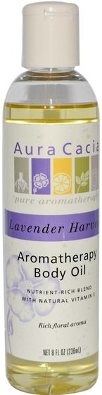 健康，皮膚，按摩油 - Aura Cacia, Aromatherapy Body Oil, Relaxing Lavender, 8 fl oz (237 ml)