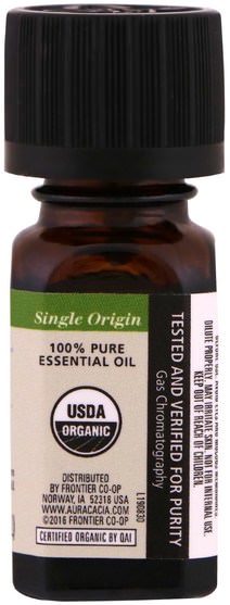 健康，皮膚，按摩油 - Aura Cacia, Organic 100% Pure Essential Oil, Black Pepper.25 fl oz (.74 ml)
