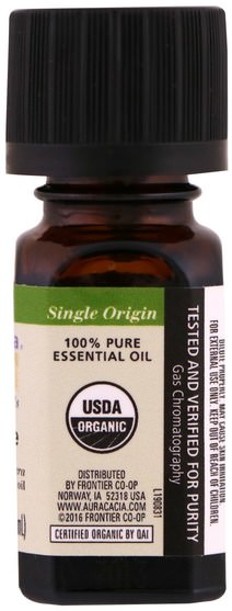 健康，皮膚，按摩油 - Aura Cacia, Organic 100% Pure Essential Oil, Frankincense.25 fl oz (7.4 ml)