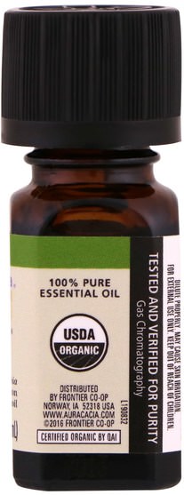 健康，皮膚，按摩油 - Aura Cacia, Organic 100% Pure Essential Oil, Lemon Eucalyptus.25 fl oz (7.4 ml)