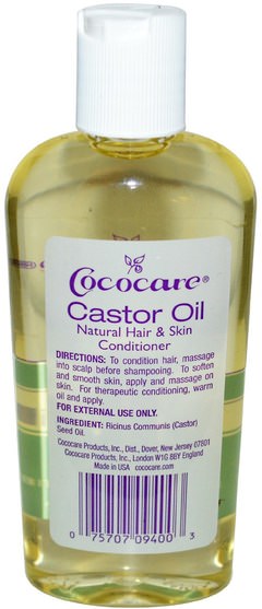 健康，皮膚，按摩油，沐浴，美容，頭髮，頭皮 - Cococare, 100% Natural Castor Oil, 4 fl oz (118 ml)
