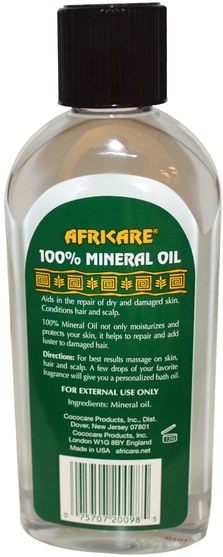 健康，皮膚，按摩油 - Cococare, Africare, 100% Mineral Oil, 8.5 fl oz (250 ml)