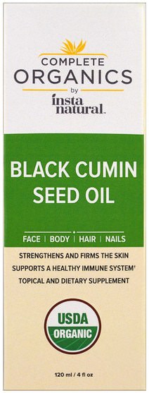 健康，皮膚，按摩油 - InstaNatural, Complete Organic Black Cumin Seed Oil, 4 fl oz (120 ml)