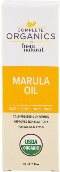 健康，皮膚，按摩油 - InstaNatural, Complete Organics, Marula Oil, 1 fl oz (30 ml)