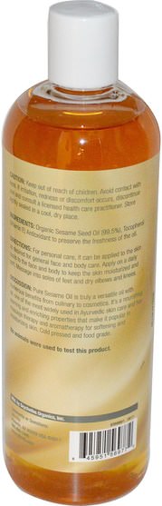 健康，皮膚，按摩油 - Life Flo Health, Pure Sesame Oil, Skin Care, 16 fl oz (473 ml)